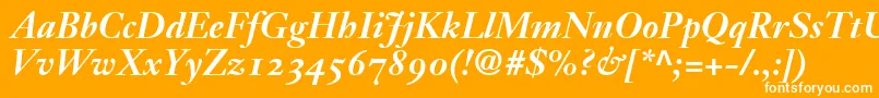 JansonText76BoldItalicOldstyleFigures-Schriftart – Weiße Schriften auf orangefarbenem Hintergrund