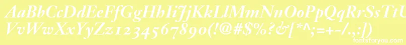 JansonText76BoldItalicOldstyleFigures Font – White Fonts on Yellow Background