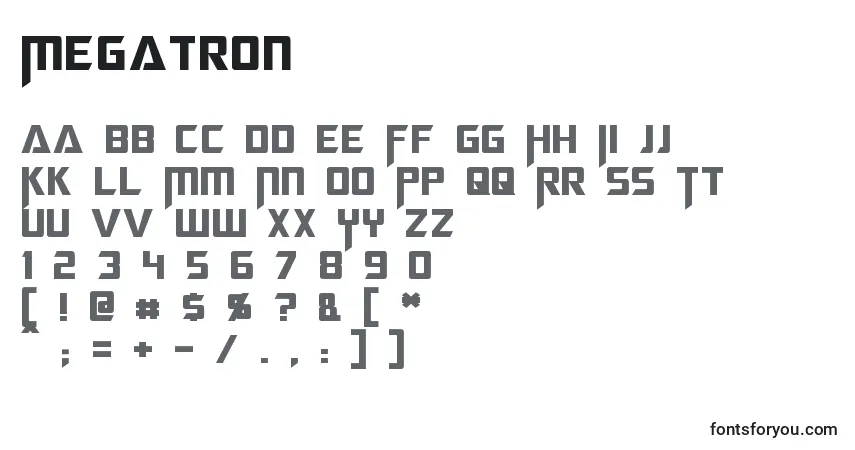 Schriftart Megatron – Alphabet, Zahlen, spezielle Symbole