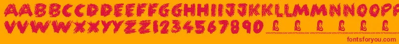 FunCrayon-Schriftart – Rote Schriften auf orangefarbenem Hintergrund