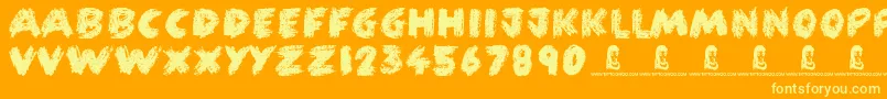 FunCrayon-Schriftart – Gelbe Schriften auf orangefarbenem Hintergrund