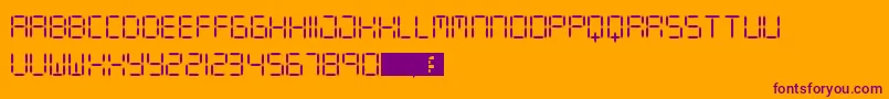 DigitLcd-Schriftart – Violette Schriften auf orangefarbenem Hintergrund