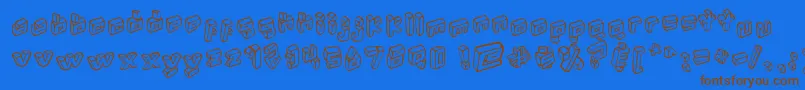 フォントKotak – 茶色の文字が青い背景にあります。