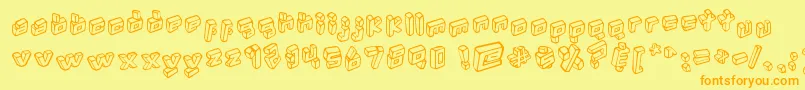 Fonte Kotak – fontes laranjas em um fundo amarelo