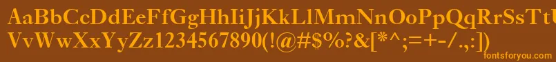 EhrhardtMtSemibold-Schriftart – Orangefarbene Schriften auf braunem Hintergrund