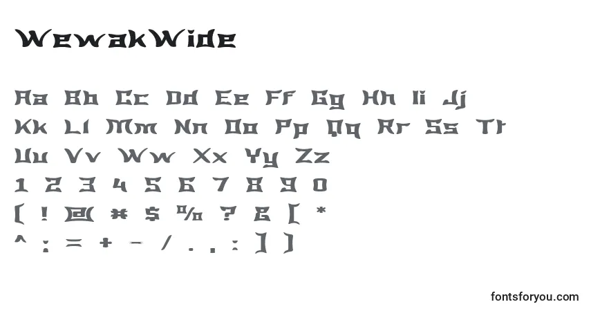 Czcionka WewakWide – alfabet, cyfry, specjalne znaki