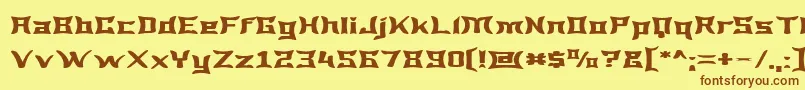 フォントWewakWide – 茶色の文字が黄色の背景にあります。