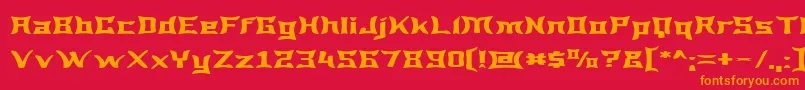 フォントWewakWide – 赤い背景にオレンジの文字