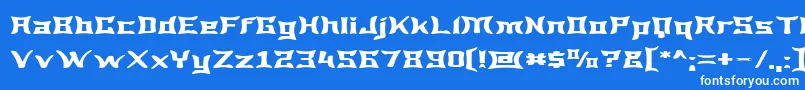 Czcionka WewakWide – białe czcionki na niebieskim tle