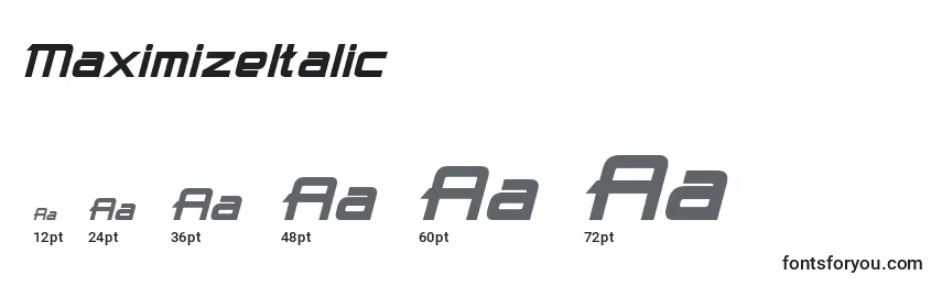 Размеры шрифта MaximizeItalic