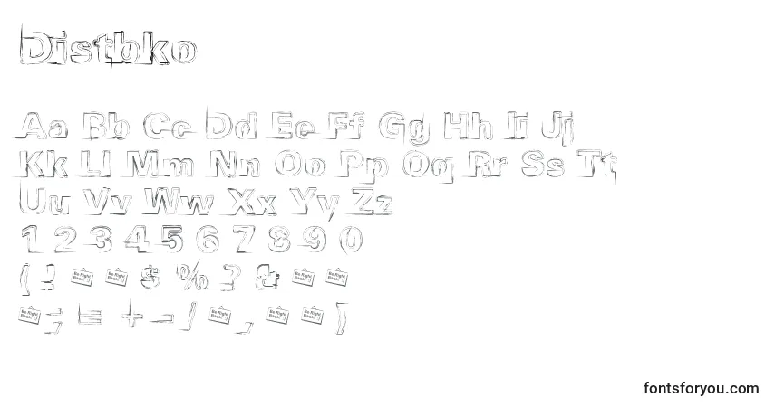 Fuente Distbko - alfabeto, números, caracteres especiales
