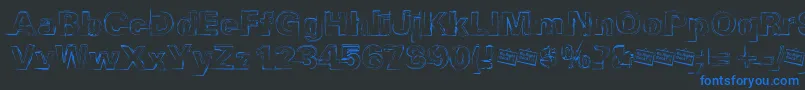 Distbko-Schriftart – Blaue Schriften auf schwarzem Hintergrund