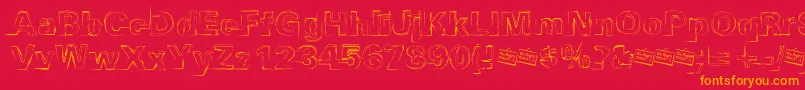 Distbko-Schriftart – Orangefarbene Schriften auf rotem Hintergrund