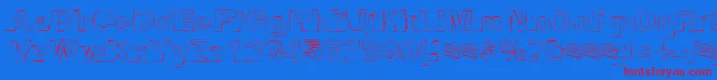 Distbko Font – Red Fonts on Blue Background