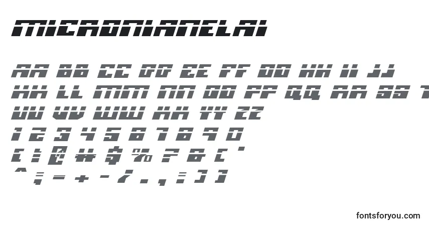 A fonte Micronianelai – alfabeto, números, caracteres especiais