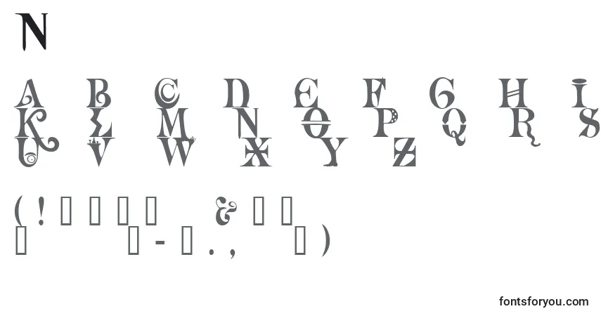 Schriftart Necromantic – Alphabet, Zahlen, spezielle Symbole