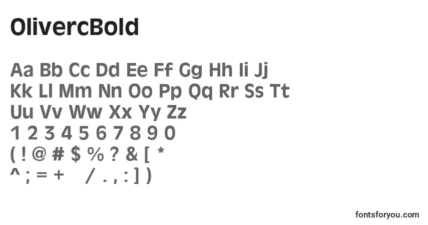 A fonte OlivercBold – alfabeto, números, caracteres especiais