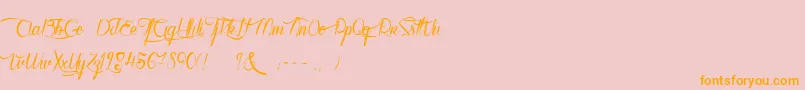 WalkerOnTheMoon-Schriftart – Orangefarbene Schriften auf rosa Hintergrund