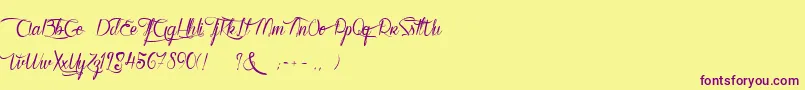 WalkerOnTheMoon-Schriftart – Violette Schriften auf gelbem Hintergrund