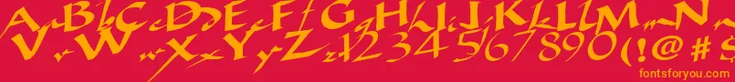 フォントAncientRegularTtstd – 赤い背景にオレンジの文字