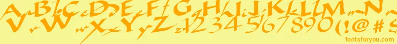 Fonte AncientRegularTtstd – fontes laranjas em um fundo amarelo