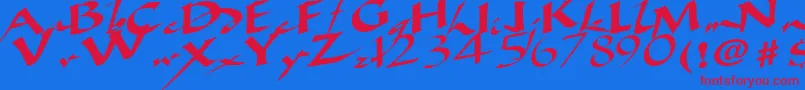 フォントAncientRegularTtstd – 赤い文字の青い背景