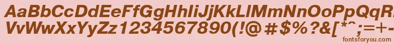 Fonte Pragmaticaregular.KzBoldItalic – fontes marrons em um fundo rosa