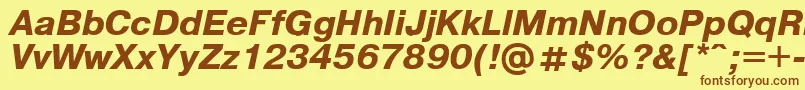 Pragmaticaregular.KzBoldItalic Font – Brown Fonts on Yellow Background