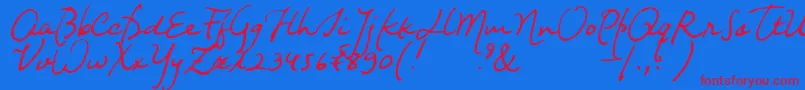 Nightwindsentsample-Schriftart – Rote Schriften auf blauem Hintergrund