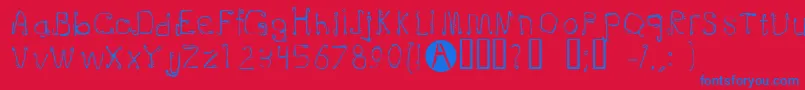 Doublejoint-Schriftart – Blaue Schriften auf rotem Hintergrund