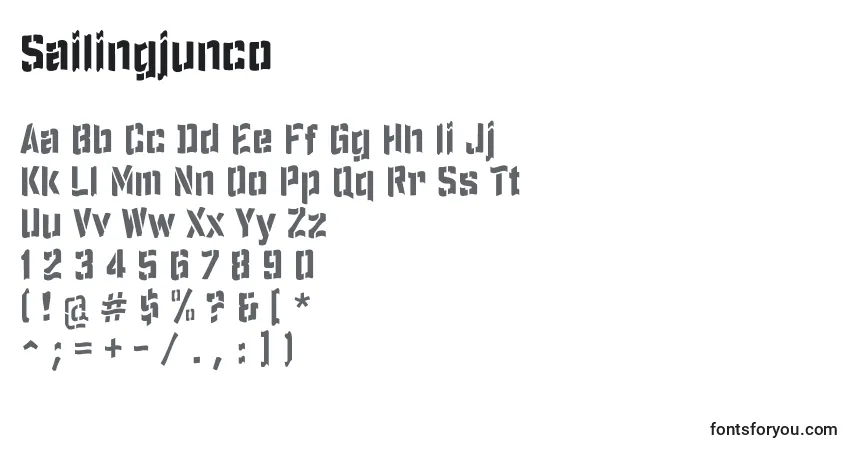 Czcionka Sailingjunco – alfabet, cyfry, specjalne znaki