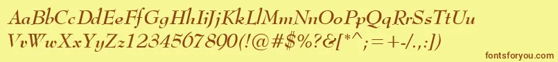 BernadetteBoldItalic Font – Brown Fonts on Yellow Background