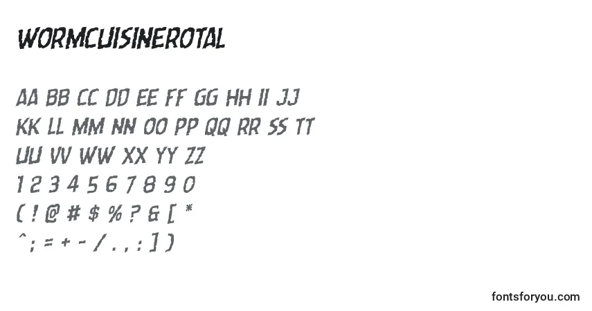 A fonte Wormcuisinerotal – alfabeto, números, caracteres especiais