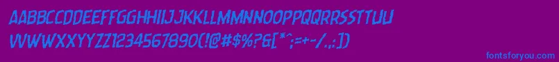 Czcionka Wormcuisinerotal – niebieskie czcionki na fioletowym tle