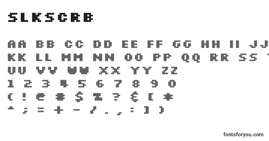 Czcionka Slkscrb – alfabet, cyfry, specjalne znaki
