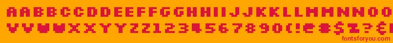 フォントSlkscrb – オレンジの背景に赤い文字