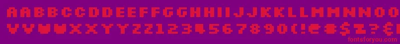 フォントSlkscrb – 紫の背景に赤い文字