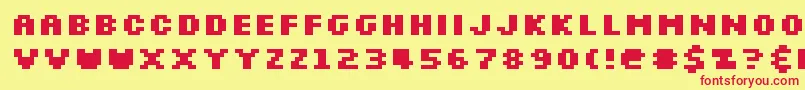 フォントSlkscrb – 赤い文字の黄色い背景