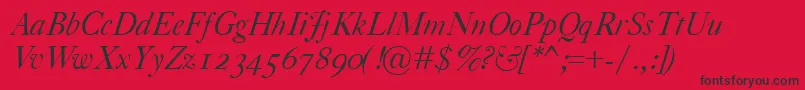CaslonClassicoItalic-Schriftart – Schwarze Schriften auf rotem Hintergrund