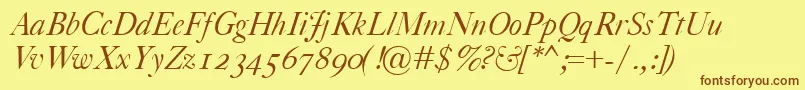 CaslonClassicoItalic Font – Brown Fonts on Yellow Background