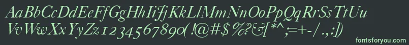 CaslonClassicoItalic Font – Green Fonts on Black Background