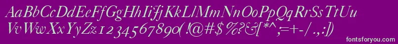 CaslonClassicoItalic Font – Green Fonts on Purple Background