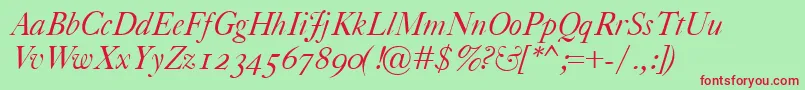 フォントCaslonClassicoItalic – 赤い文字の緑の背景