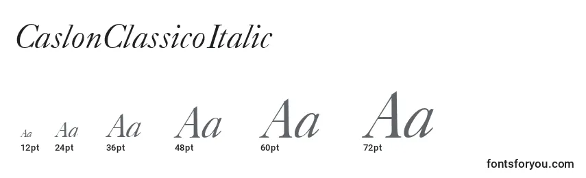 CaslonClassicoItalic Font Sizes