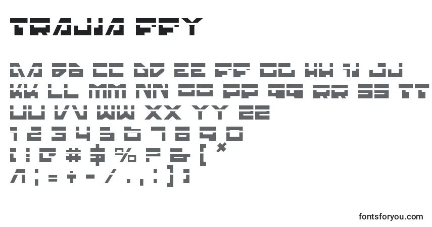 A fonte Trajia ffy – alfabeto, números, caracteres especiais