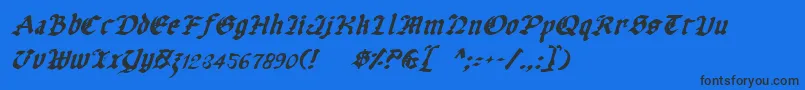 フォントUberhГ¶lmeItalic – 黒い文字の青い背景