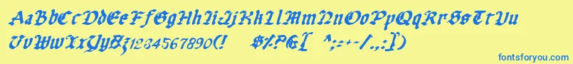 UberhГ¶lmeItalic Font – Blue Fonts on Yellow Background