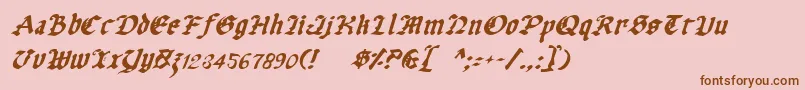 Fonte UberhГ¶lmeItalic – fontes marrons em um fundo rosa