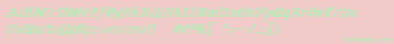 UberhГ¶lmeItalic-Schriftart – Grüne Schriften auf rosa Hintergrund