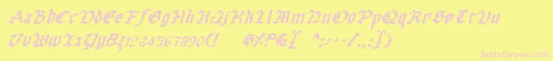 UberhГ¶lmeItalic-Schriftart – Rosa Schriften auf gelbem Hintergrund